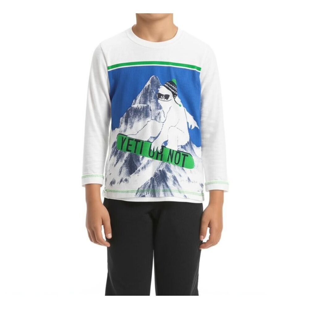 Yeti T-Shirt Boys 5 Snow Mountain White Winter Long Sleeve Preppy School Play